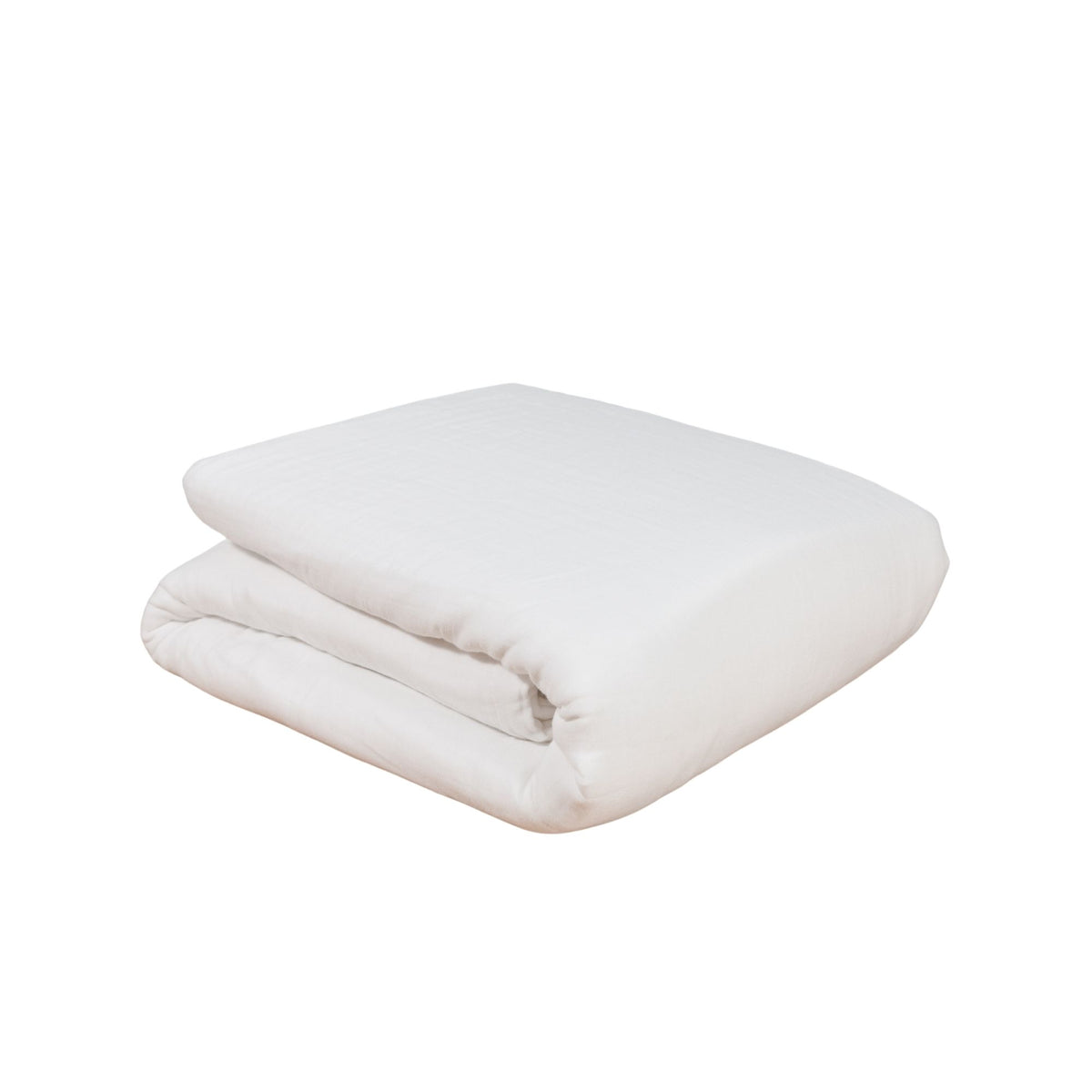 A folded white duvet cover on a solid white background #color_arctic snow