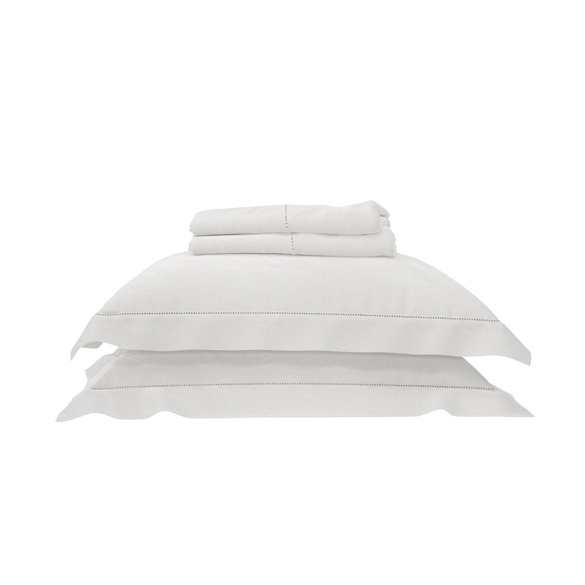 Supima sateen duvet cover sitting on top of two pillow shams #color_arctic snow