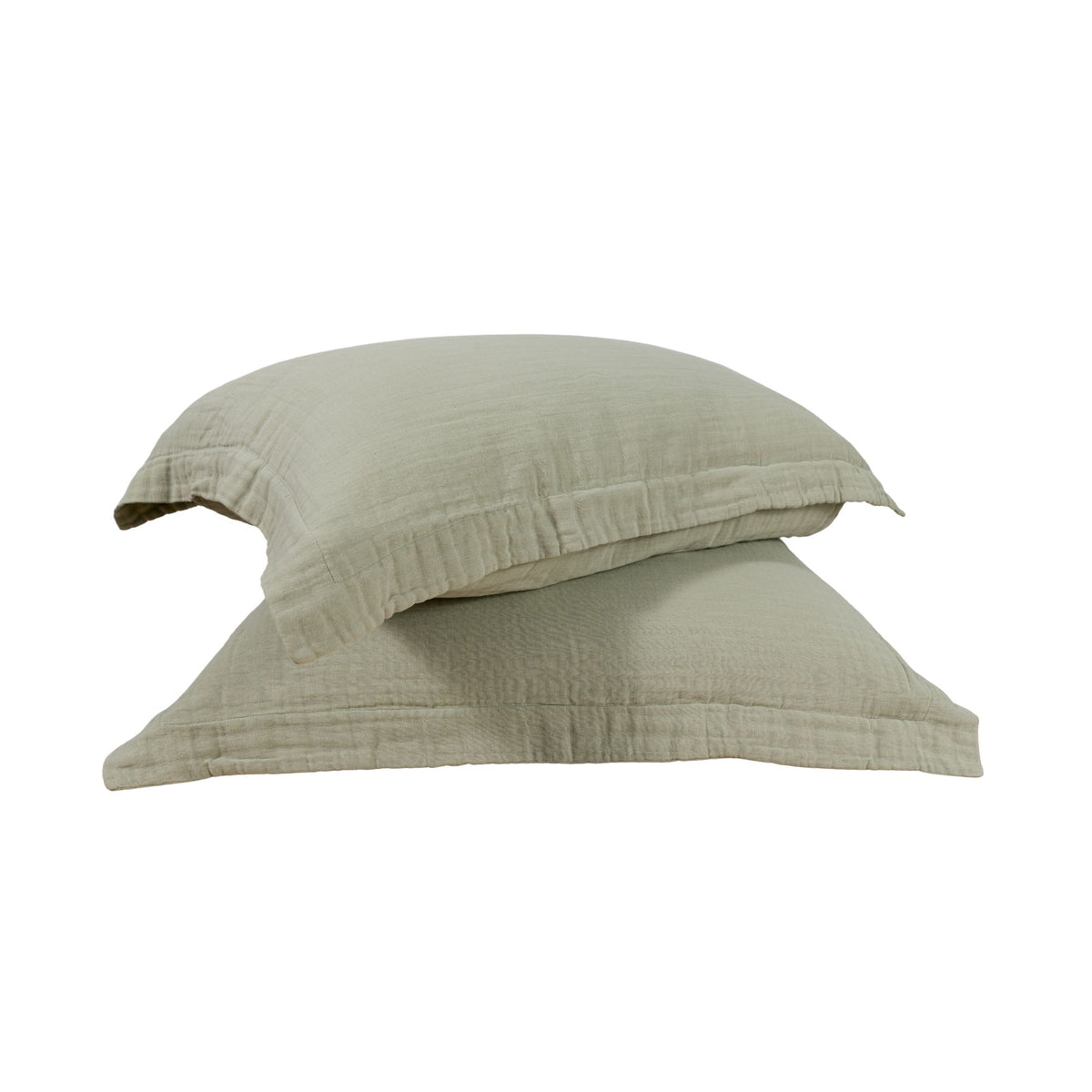 Two muslin pillow shams against a white background. #color_forest canopy