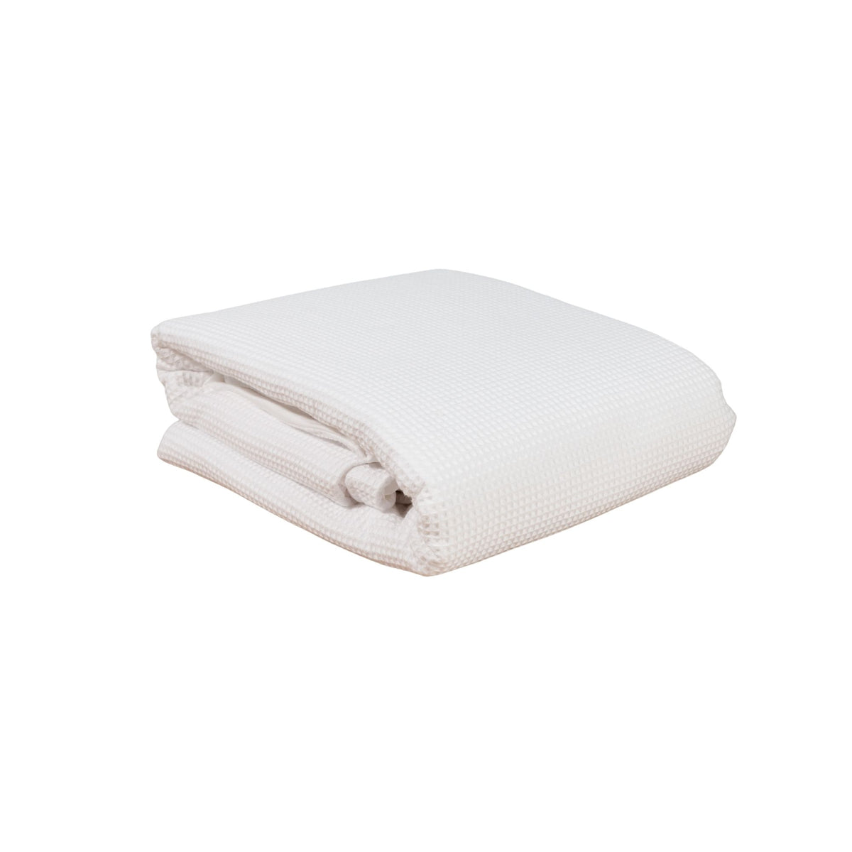 A folded waffle duvet cover against a white background #color_arctic-snow