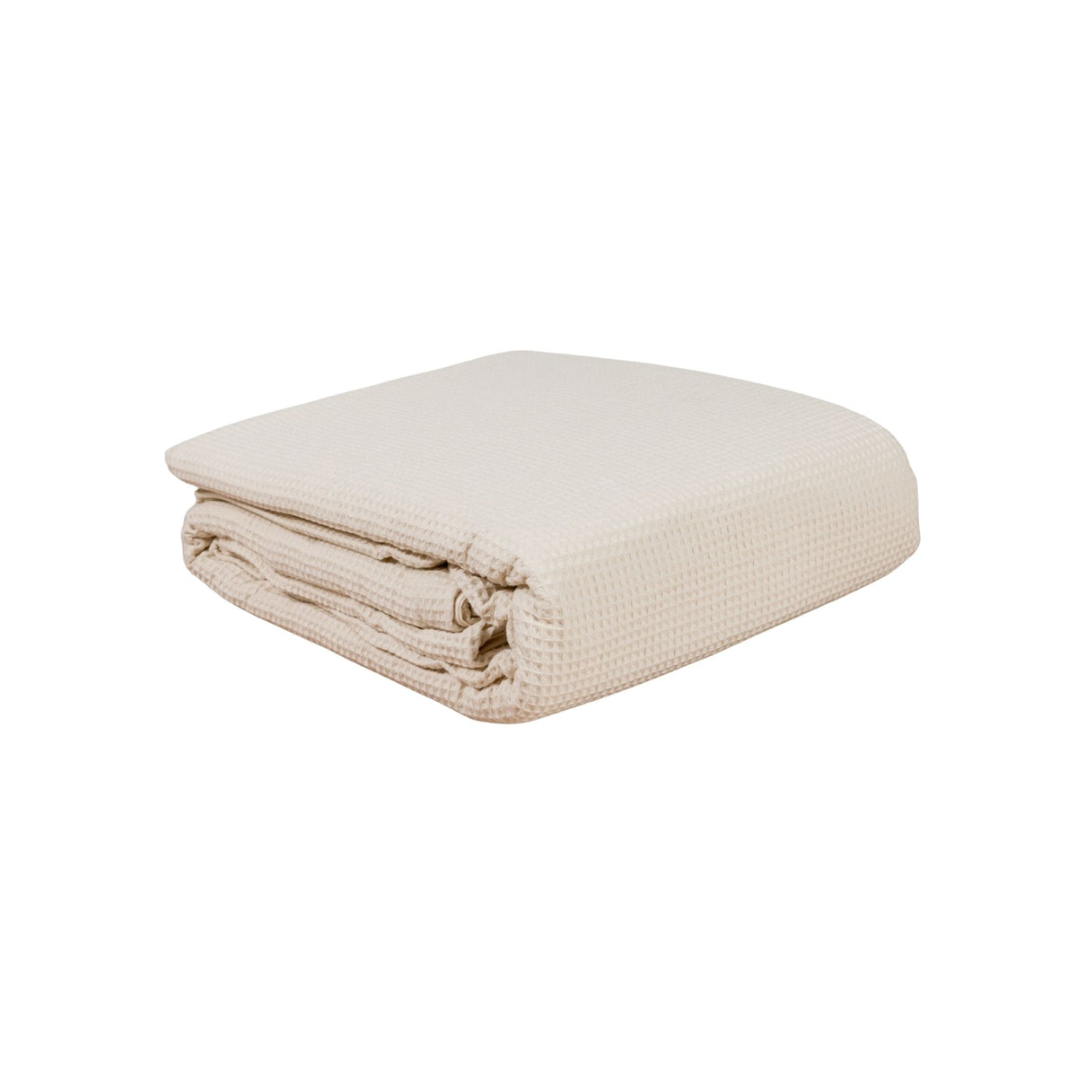 A folded waffle duvet cover against a white background #color_cream