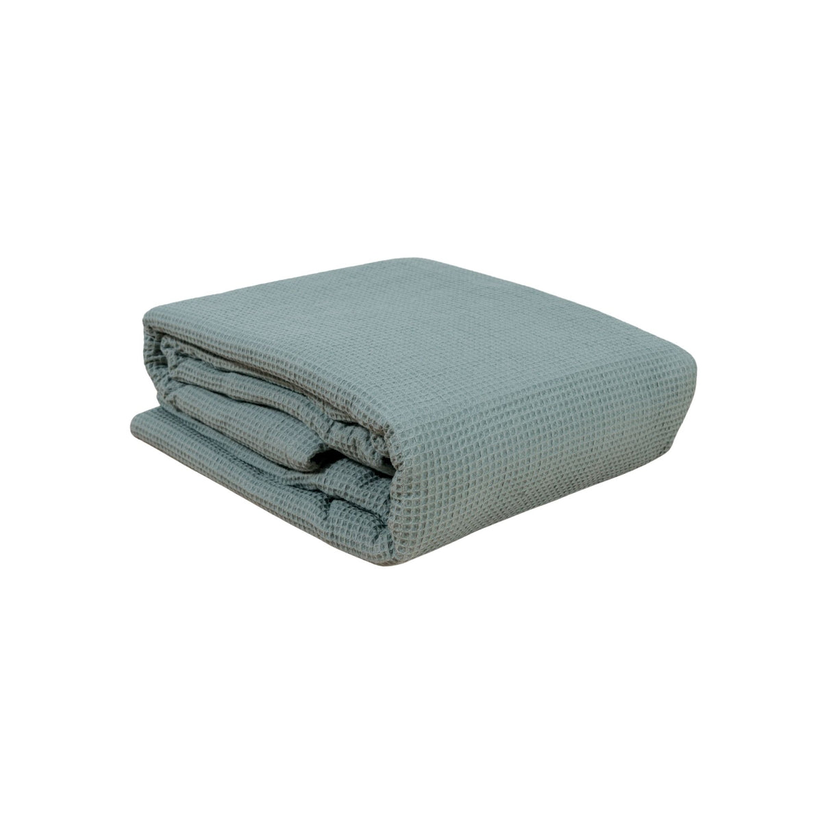 A folded waffle duvet cover against a white background #color_harbor island